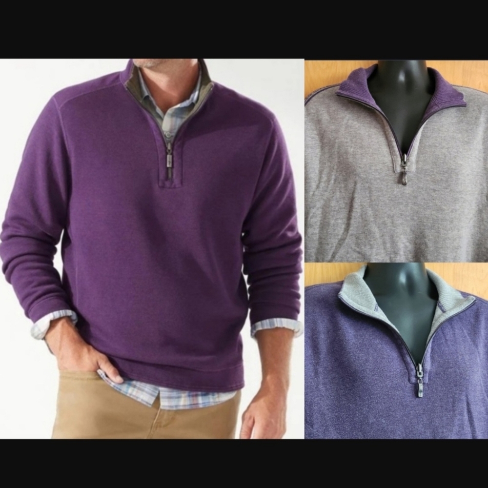 Tommy Bahama Flipside Purple/Grey Half Zip